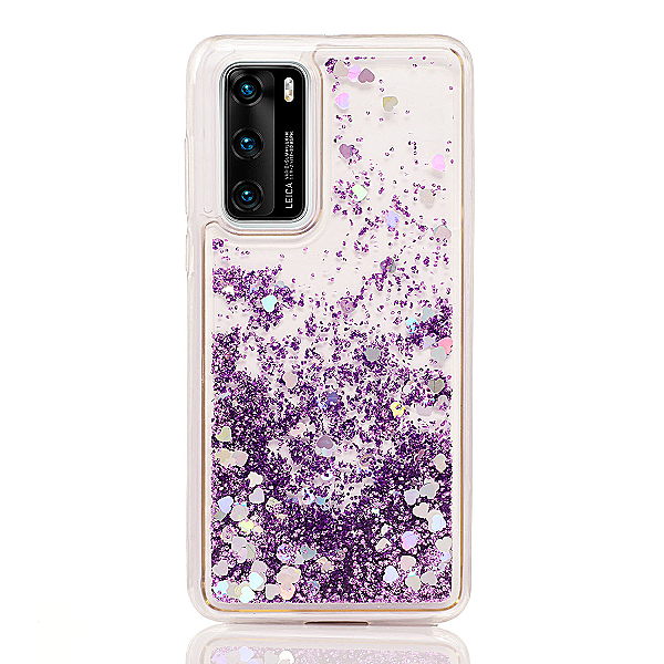 Maskica za Huawei P40 Pro "Rain Of Glitter" - srce - Ljubičasta #1