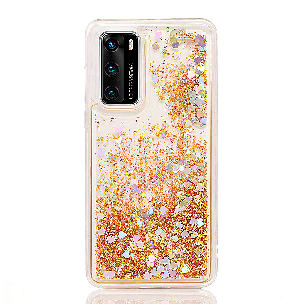 Maskica za Huawei P40 Pro "Rain Of Glitter" - srce - Zlatna #1
