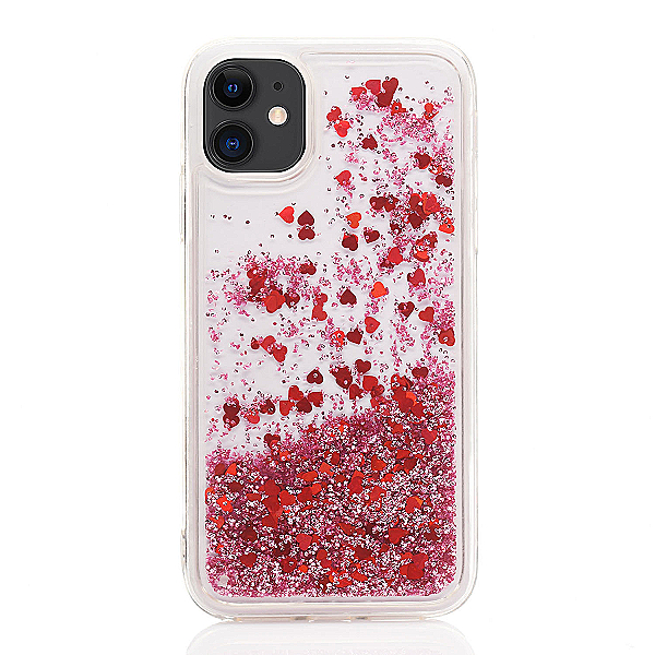 Maskica za iPhone 11 "Rain Of Glitter" - srce - Roza #2