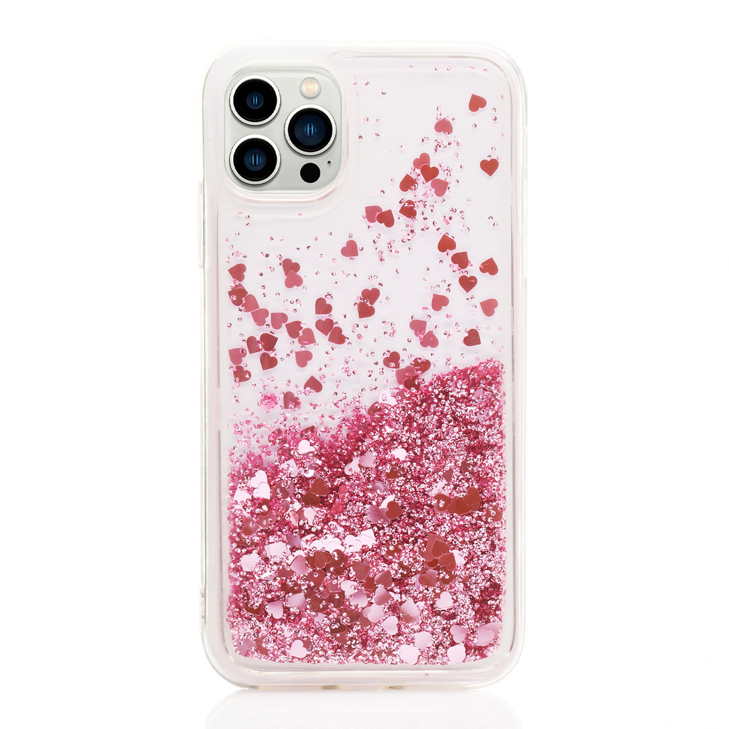 Maskica za iPhone 12 Pro "Rain Of Glitter" - srce - Roza #1 Maskica za iPhone 12 Pro "Rain Of Glitter" - srce - Roza #1