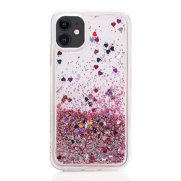 Maskica za iPhone 12 "Rain Of Glitter" - srce - Roza #4