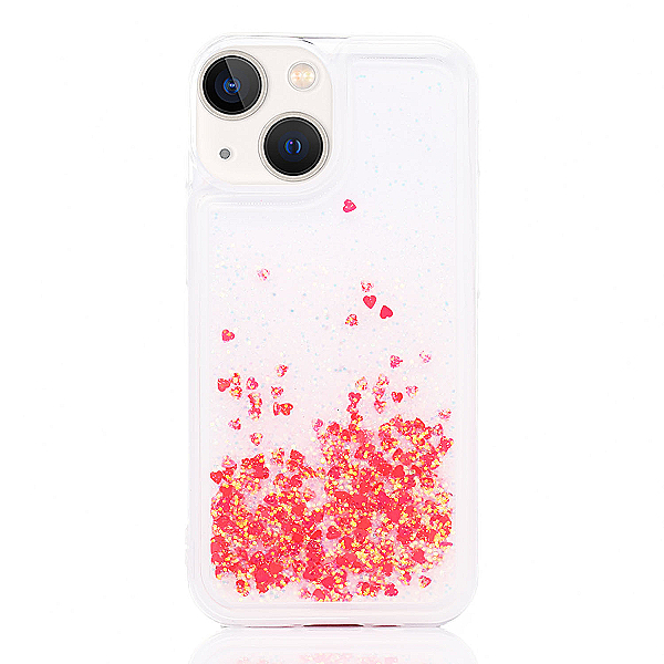 Maskica za iPhone 13 mini "Rain Of Glitter" - srce - Narančasta #1