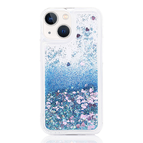 Maskica za iPhone 13 mini "Rain Of Glitter" - srce - Plava #2