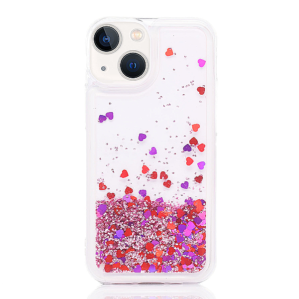 Maskica za iPhone 14 Plus "Rain Of Glitter" - srce - Roza #3