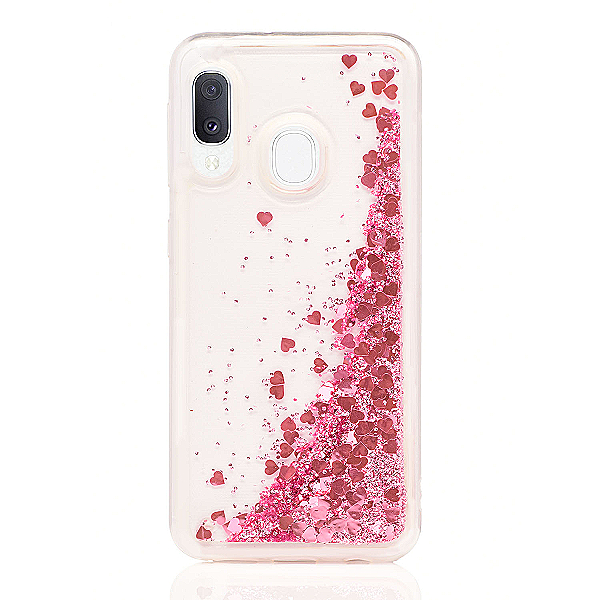 Maskica za Samsung Galaxy A40 "Rain Of Glitter" - srce - Roza #1