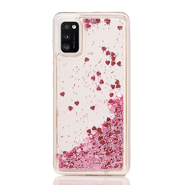 Maskica za Samsung Galaxy A41 "Rain Of Glitter" - srce - Roza #1