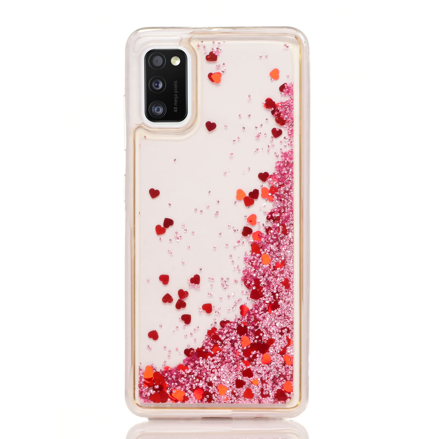 Maskica za Samsung Galaxy A41 "Rain Of Glitter" - srce - Roza #2 Maskica za Samsung Galaxy A41 "Rain Of Glitter" - srce - Roza #2