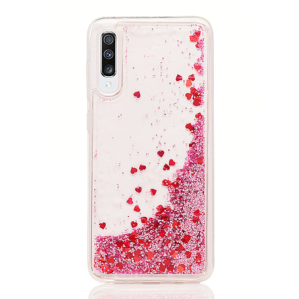 Maskica za Samsung Galaxy A30s / A50 "Rain Of Glitter" - srce - Roza #2