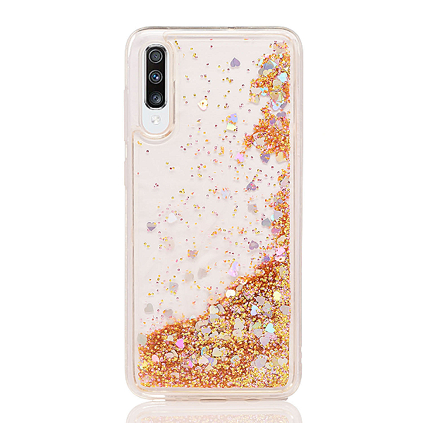 Maskica za Samsung Galaxy A30s / A50 "Rain Of Glitter" - srce - Zlatna #1