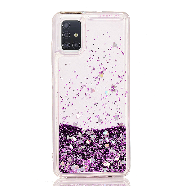 Maskica za Samsung Galaxy A51 "Rain Of Glitter" - srce - Ljubičasta #1