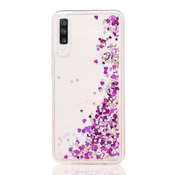 Maskica za Samsung Galaxy A70 "Rain Of Glitter" - srce - Ljubičasta #2