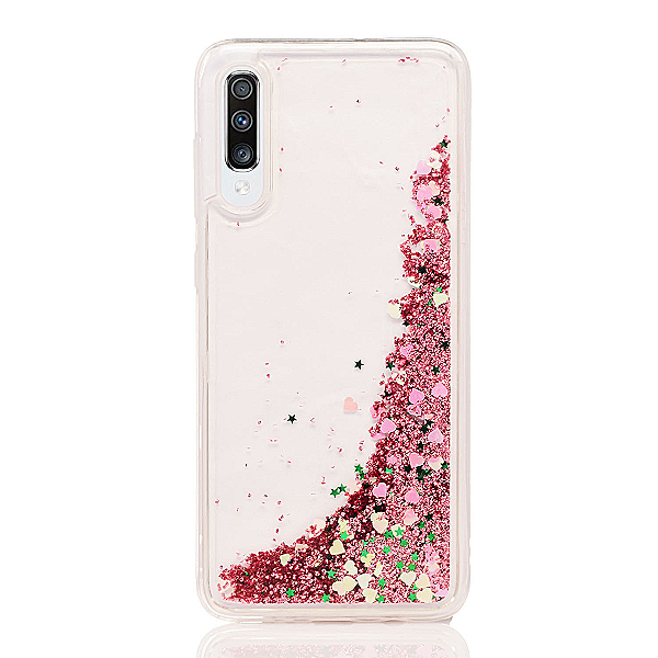 Maskica za Samsung Galaxy A70 "Rain Of Glitter" - srce - Roza #5