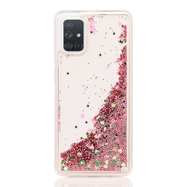 Maskica za Samsung Galaxy A51 "Rain Of Glitter" - srce - Roza #5