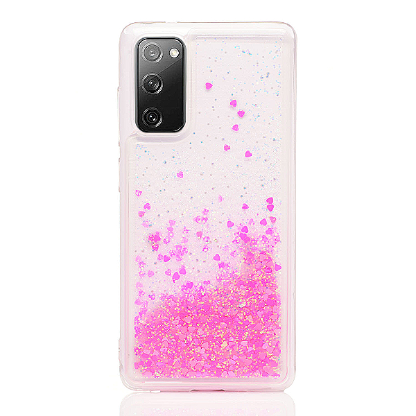 Maskica za Samsung Galaxy S20 FE "Rain Of Glitter" - srce - Pink #1