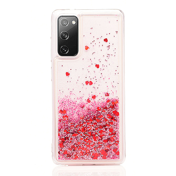 Maskica za Samsung Galaxy S20 FE "Rain Of Glitter" - srce - Roza #2
