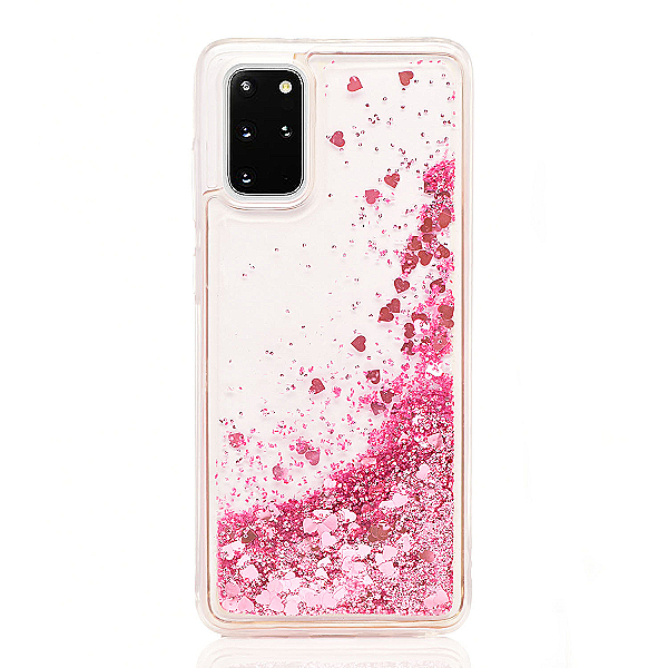 Maskica za Samsung Galaxy S20+ "Rain Of Glitter" - srce - Roza #1