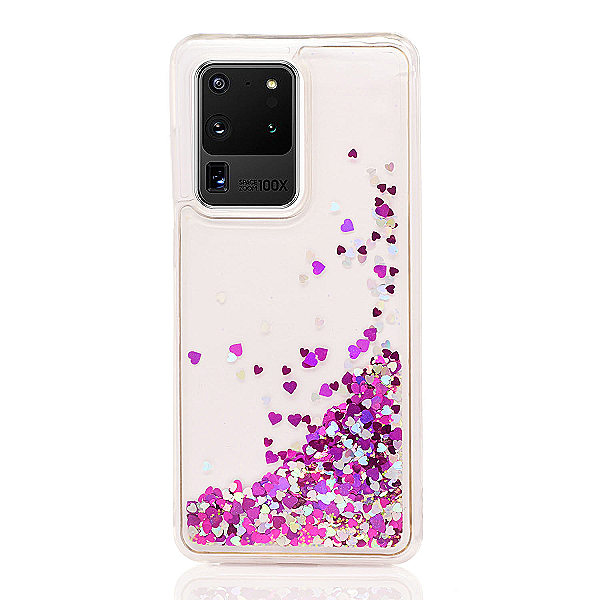 Maskica za Samsung Galaxy S20 Ultra "Rain Of Glitter" - srce - Ljubičasta #2