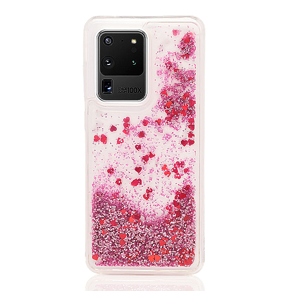 Maskica za Samsung Galaxy S20 Ultra "Rain Of Glitter" - srce - Roza #2