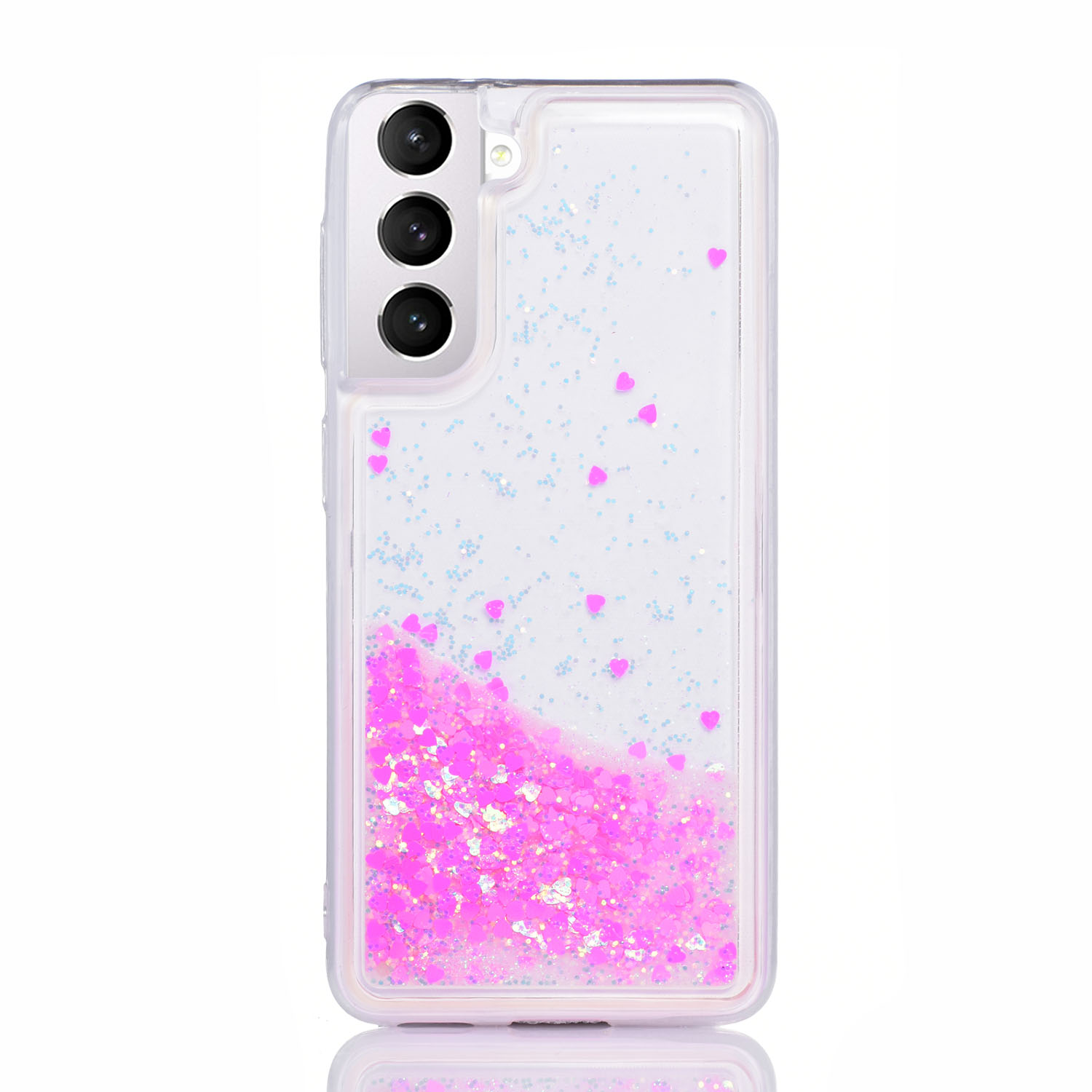 Maskica za Samsung Galaxy S21 FE "Rain Of Glitter" - srce - Pink #1 Maskica za Samsung Galaxy S21 FE "Rain Of Glitter" - srce - Pink #1