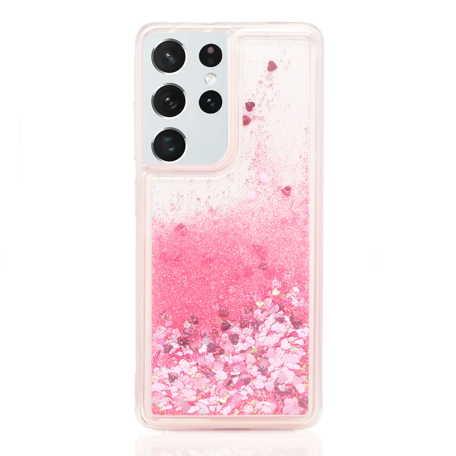 Maskica za Samsung Galaxy S21 Ultra "Rain Of Glitter" - srce - Roza #1 Maskica za Samsung Galaxy S21 Ultra "Rain Of Glitter" - srce - Roza #1