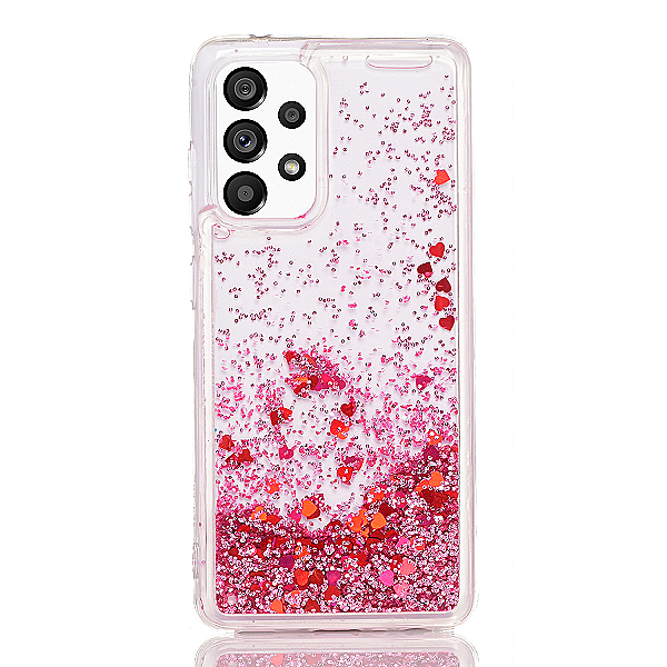 Maskica za Samsung Galaxy A33 5G  "Rain Of Glitter" - srce - Roza #2