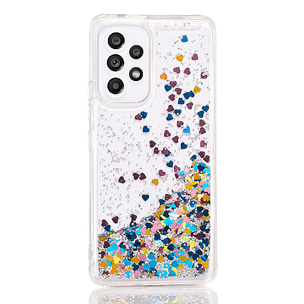 Maskica za Samsung Galaxy A53 5G  "Rain Of Glitter" - srce - Srebrna #2