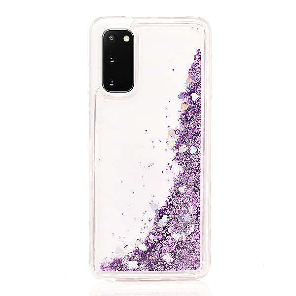 Maskica za Samsung Galaxy S20 "Rain Of Glitter" - srce - Ljubičasta #1