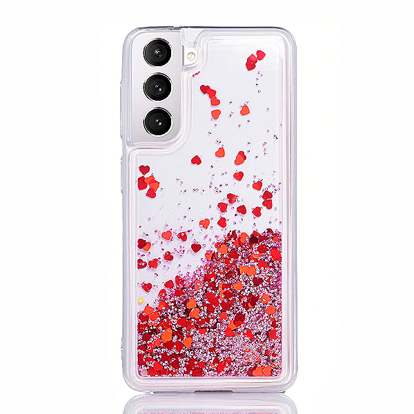 Maskica za Samsung Galaxy S22+ "Rain Of Glitter" - srce - Roza #2