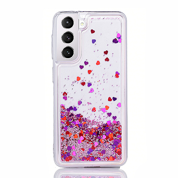 Maskica za Samsung Galaxy S22+ "Rain Of Glitter" - srce - Roza #3