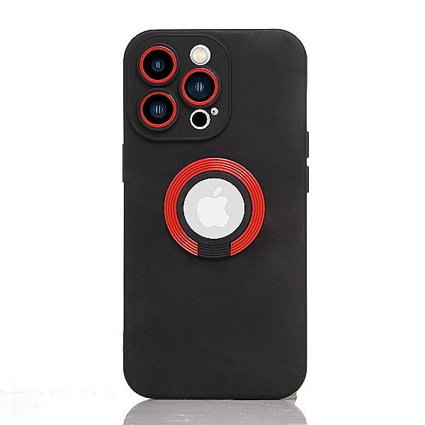 Maskica za iPhone 14 Pro Max "Ring Color Case" - Crna / crvena
