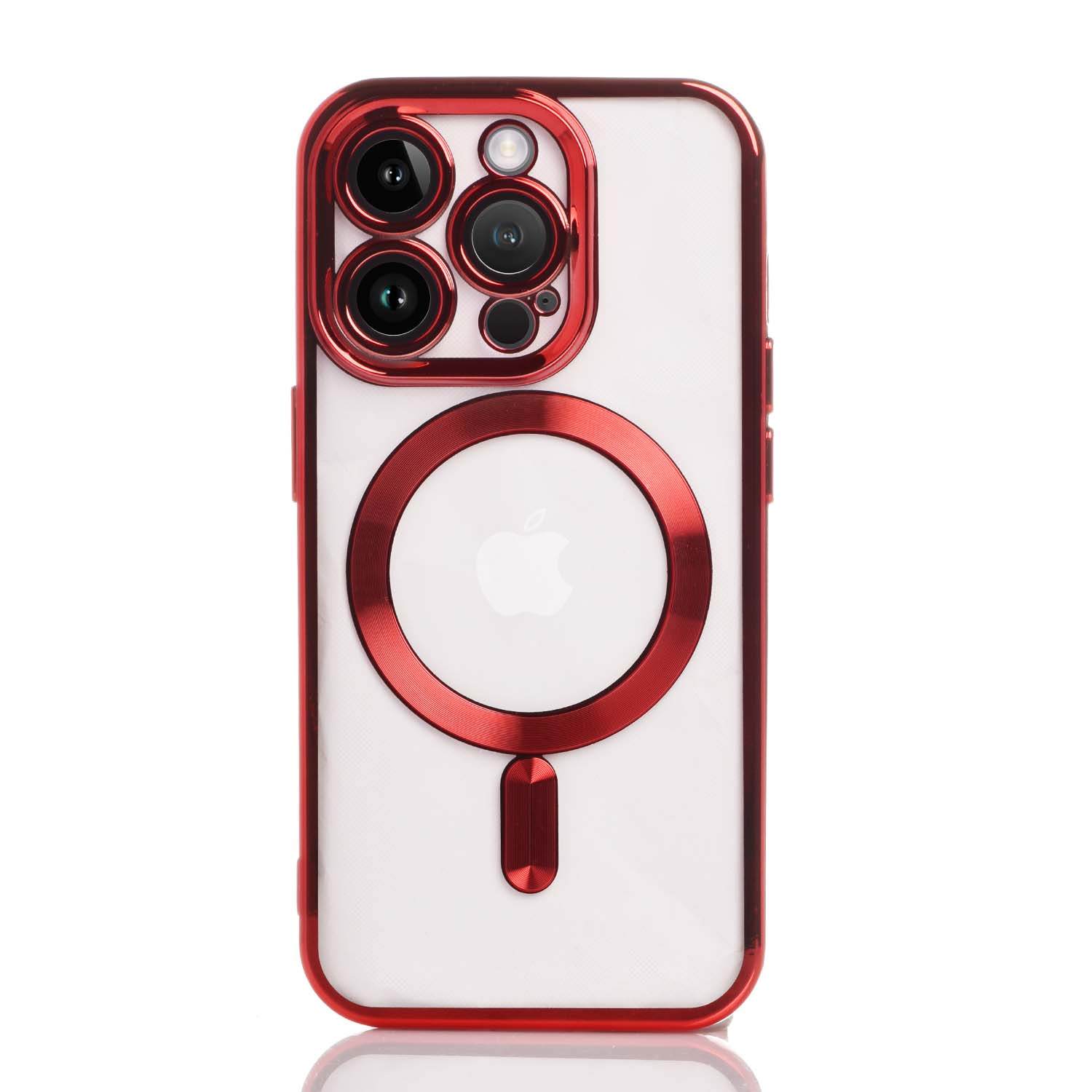 Maskica za iPhone 14 Pro Max "Magnet Transparent  Case" - Crvena