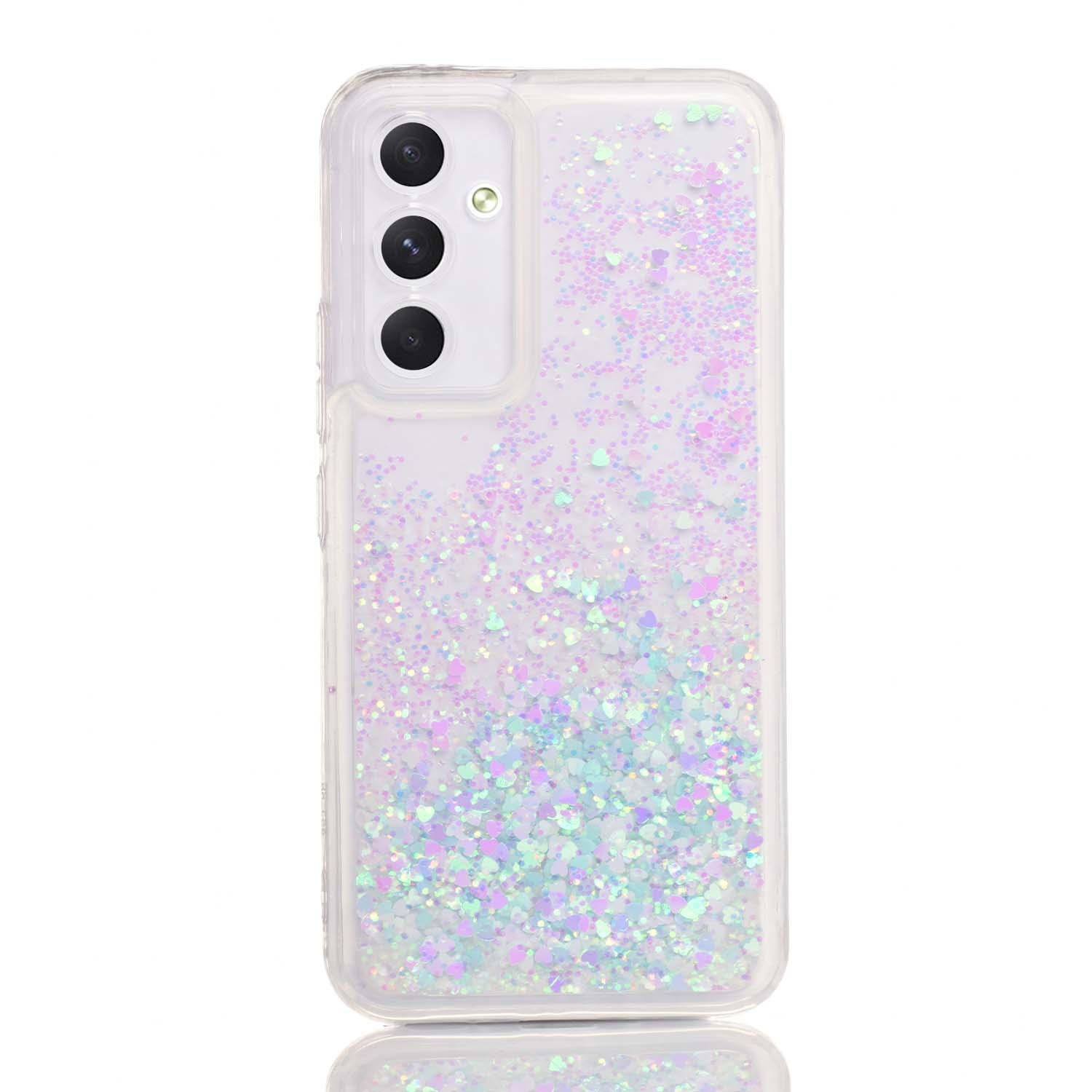 Maskica za Samsung Galaxy A54 "Rain Of Glitter" - srce - Bijela #1 Maskica za Samsung Galaxy A54 "Rain Of Glitter" - srce - Bijela #1
