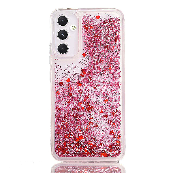 Maskica za Samsung Galaxy A34 5G "Rain Of Glitter" - srce - Roza #2