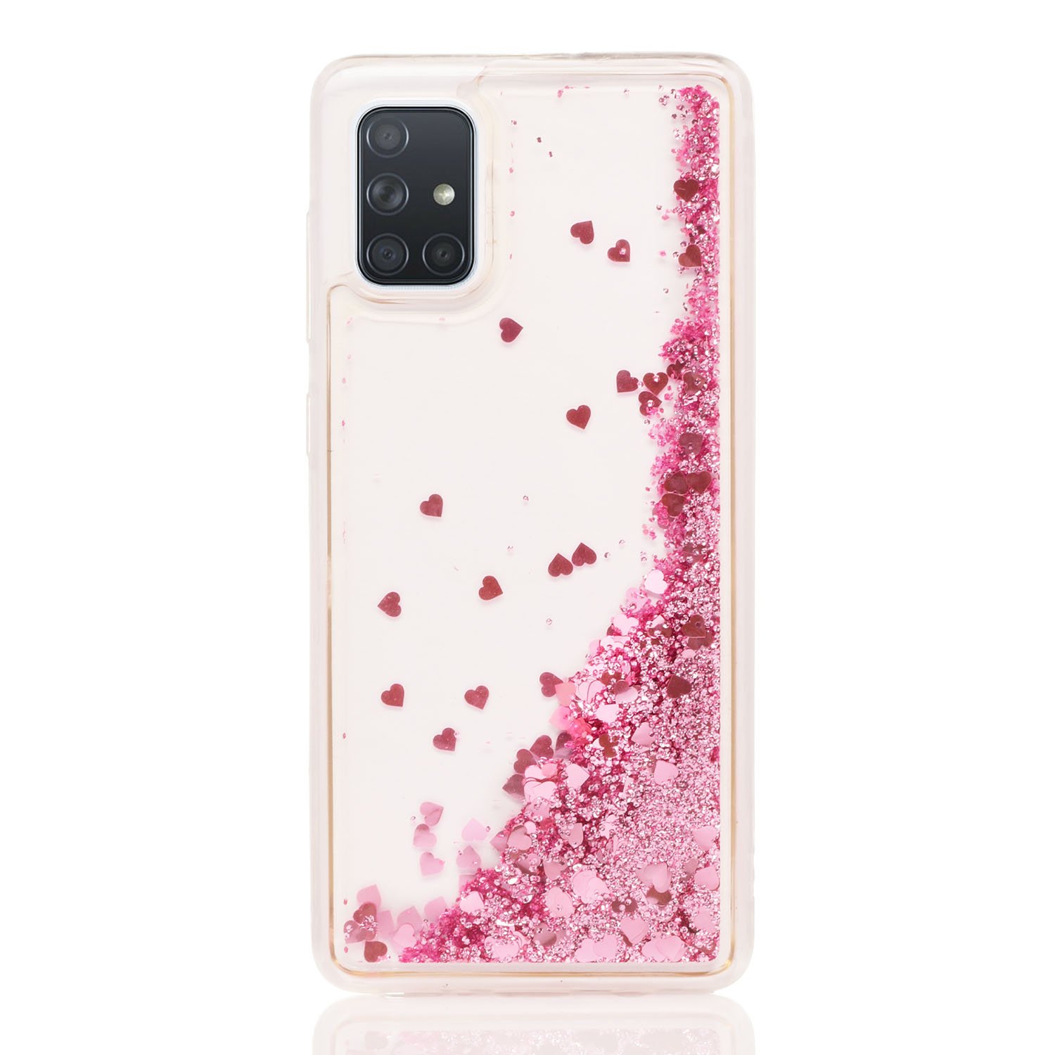 Maskica za Samsung Galaxy A02S / A03S "Rain Of Glitter" - srce - Roza #1