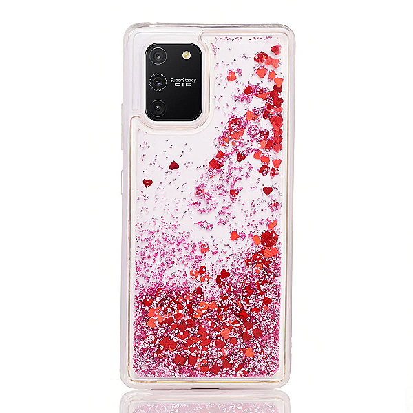 Maskica za Samsung Galaxy A02S / A03S "Rain Of Glitter" - srce - Roza #2
