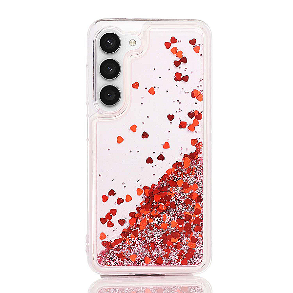 Maskica za Samsung Galaxy S22  "Rain Of Glitter" - srce - Roza #2