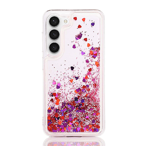 Maskica za Samsung Galaxy S22  "Rain Of Glitter" - srce - Roza #3