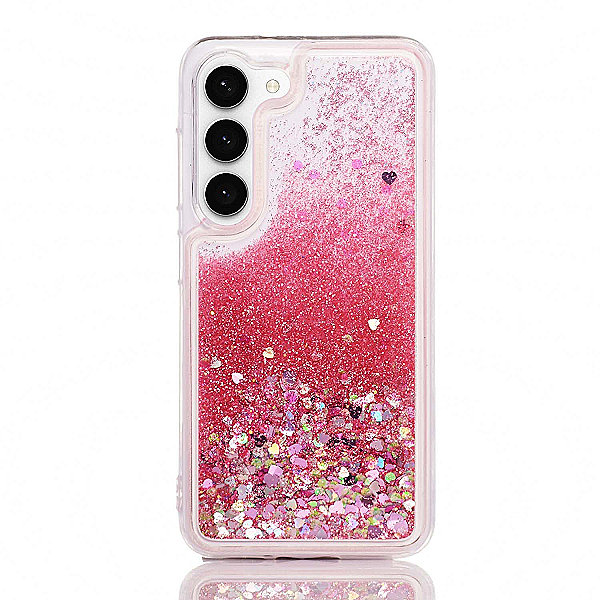 Maskica za Samsung Galaxy S22  "Rain Of Glitter" - srce - Roza #1