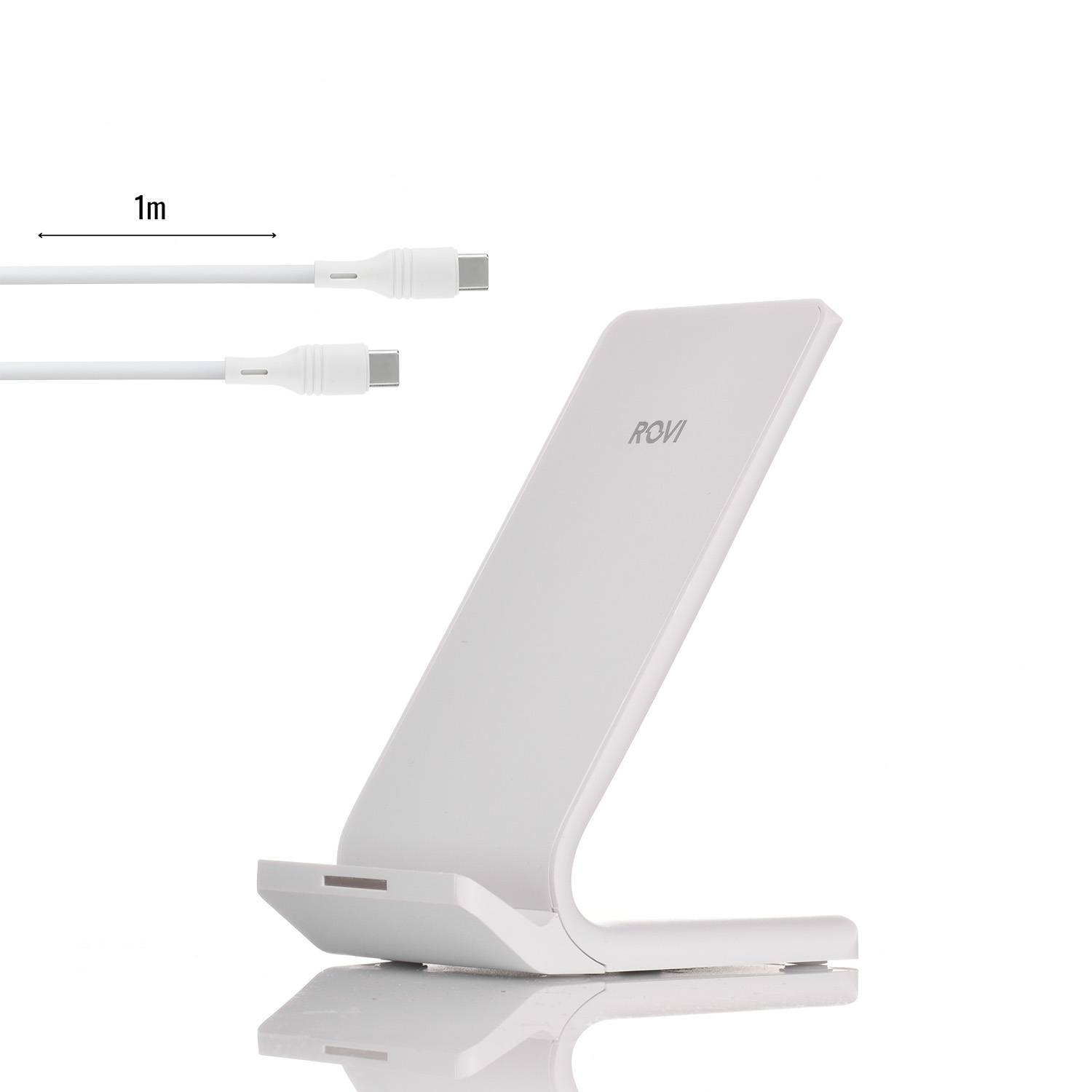 Bežični punjač stalak za mobitel 15W - Bijela